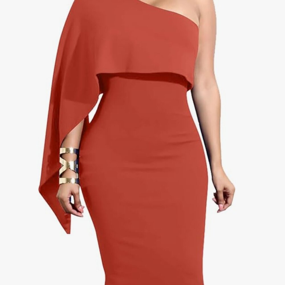 GOBLES one-shoulder ruffle midi dress